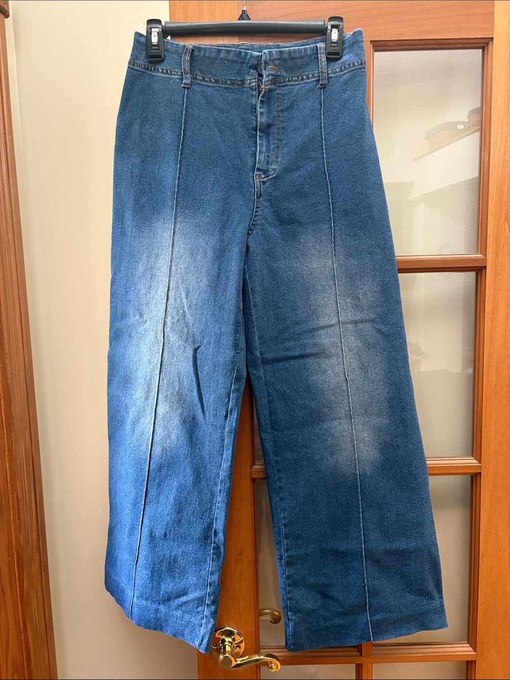 Boutique Medium Blue High-Rise Wide-Leg Flare Jeans